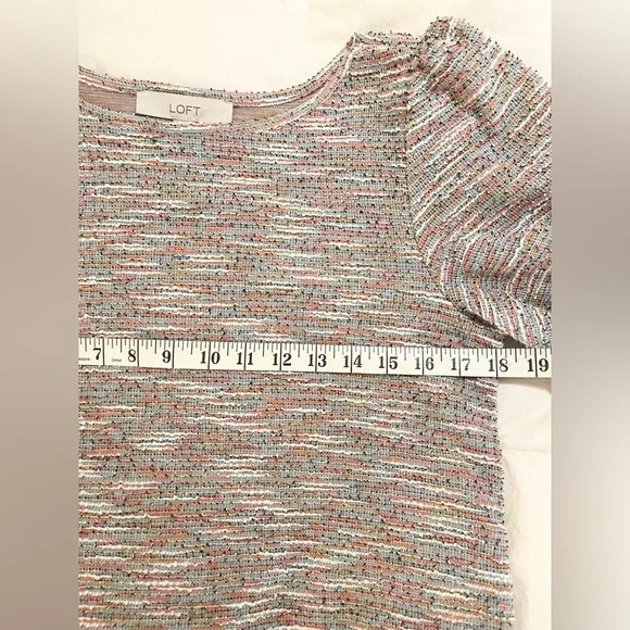 LOFT Colorful Knit Too Blouse with Puffed Sleeve | Size S - Picture 7 of 9